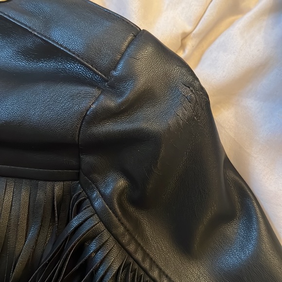 Black Leather Fringe Jacket - Picture 8 of 11
